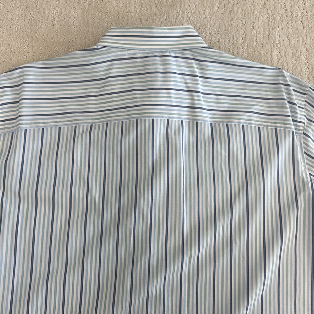 Austin Reed Men’s XL Short Sleeve Button Down 100% Cotton  Blue Striped Shirt‎ - Picture 11 of 12